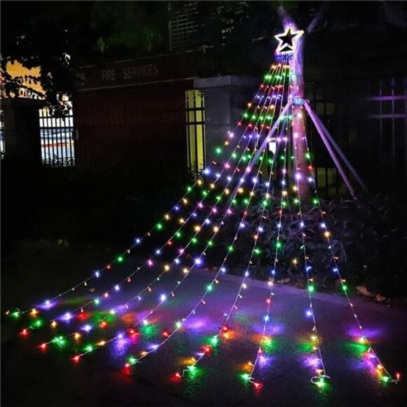 Christmas Decorations Outdoor Lights,11.5 ft 317 LED Star Christmas Tree Lights - Picture 2 of 7